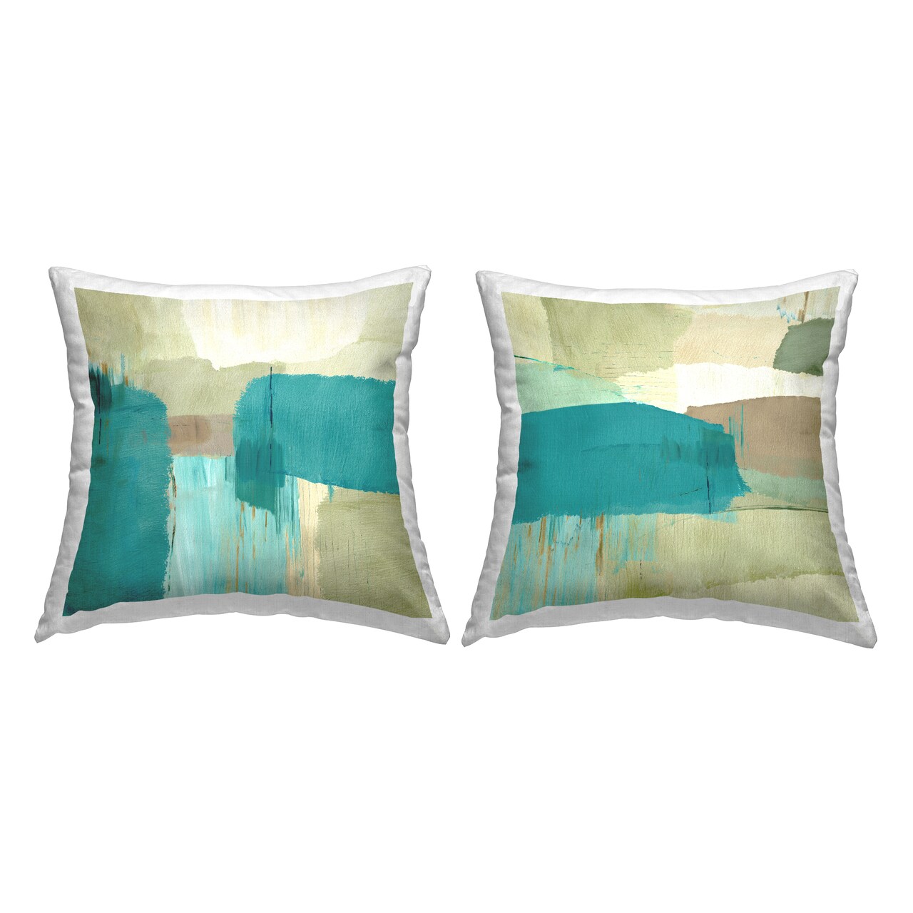 Stupell Industries Teal Geometric Abstract 2 Piece Decorative Printed Throw Pillow Set, 18 x 7 x 18